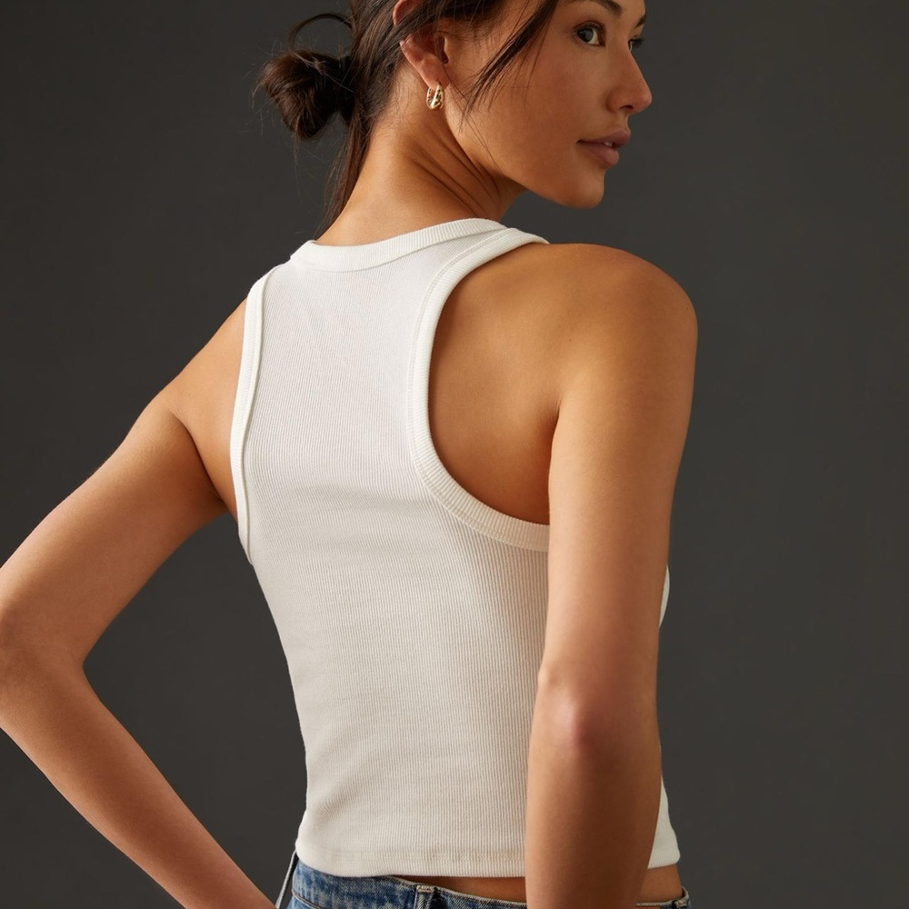 White Ribbed Tank Top - Picture 3 of 5
